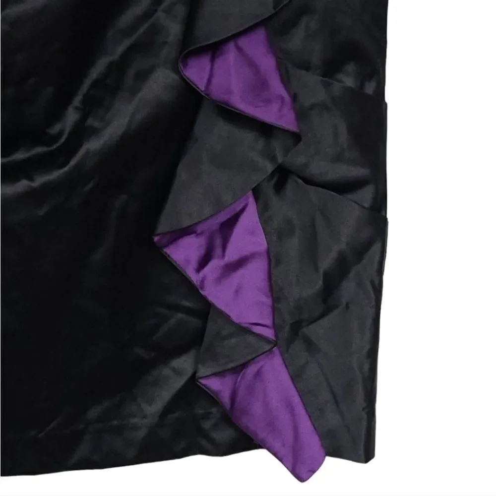 Miss Me Couture Black Satin Mini Skirt Small Ruffle Ruched Pencil Party Glam